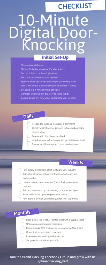 Digital Door Knocking checklist for social media outreach - free downloadable