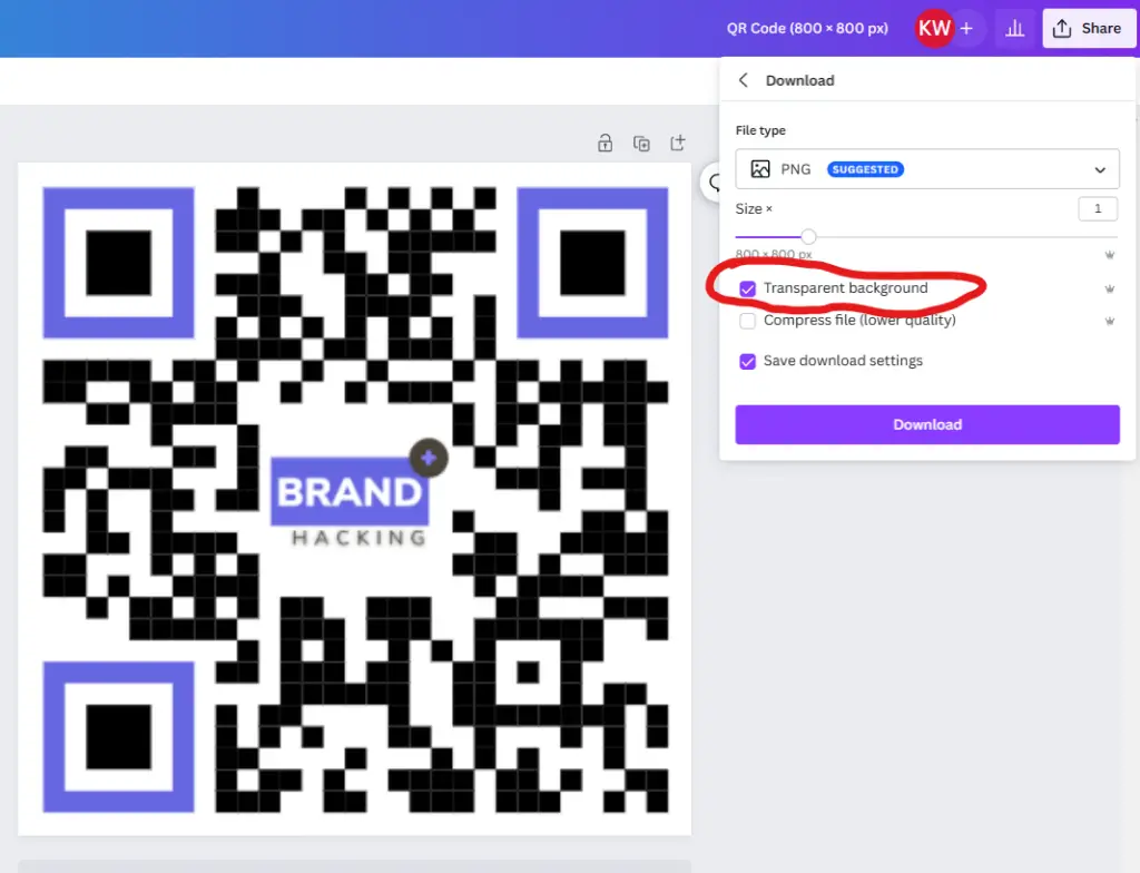 download transparent qr code background in canva