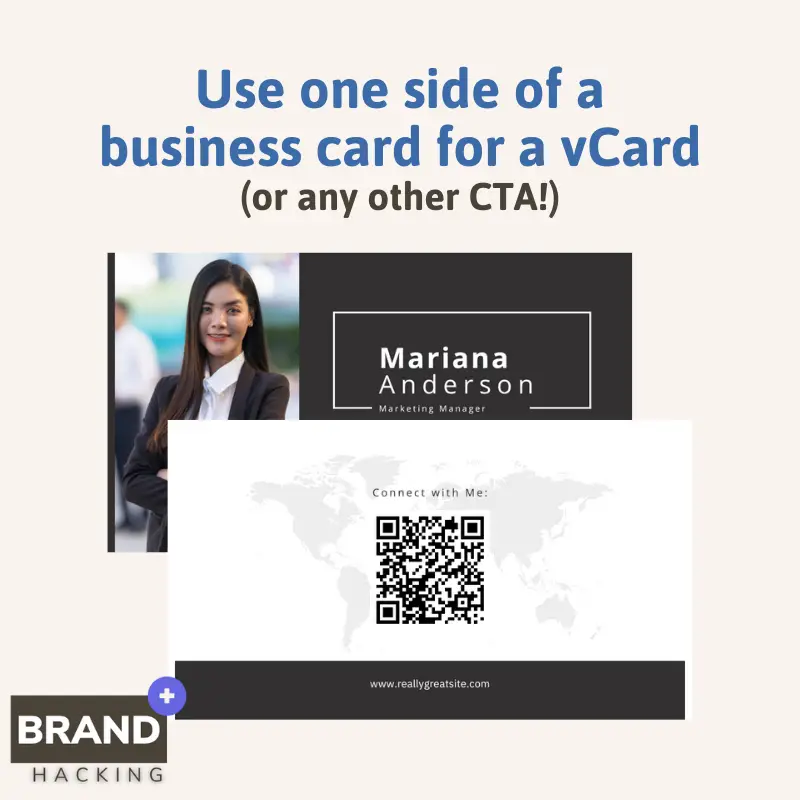 Example of idea to use QR codes to make a vCard in canva