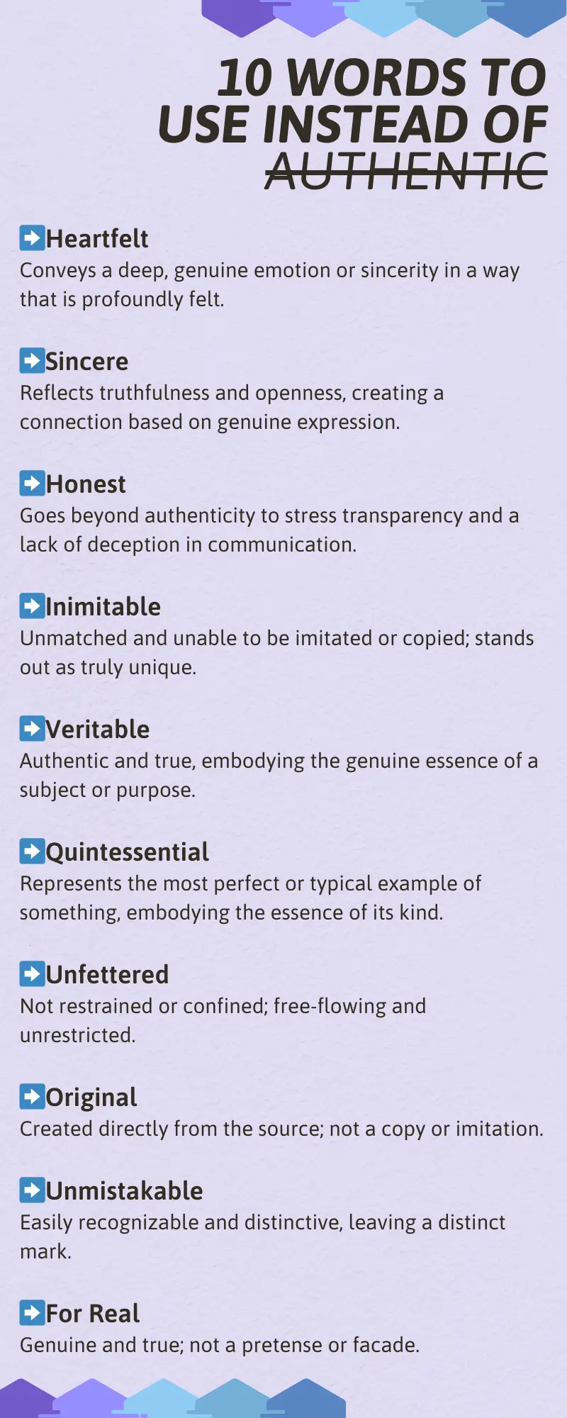 10 words to use instead of authentic: alternatives list that lists synonyms for Authentic and describes their nuanced meaning