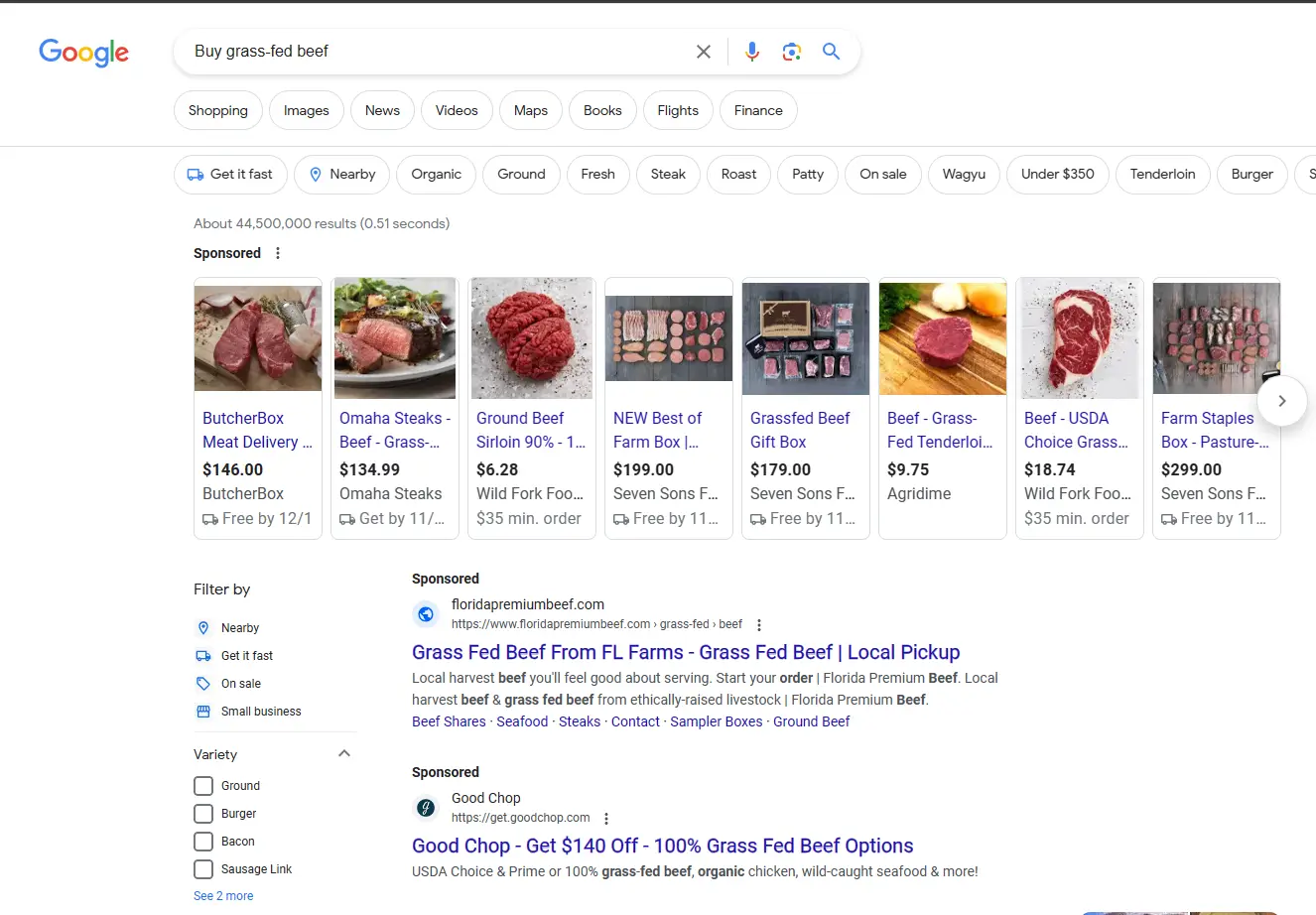 How transactional intent SERPs look example